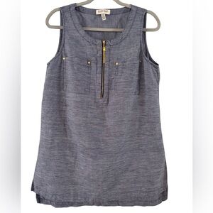 Ellen Tracy Linen and Cotton Blend Tunic Top EUC